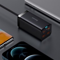 Baseus GaN3 Pro 100w 멀티포트 테스크탑 고속 충전기 4포트 2U+2C 중국형 코드, 블랙