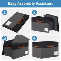 GhvyenntteS 패브릭 통 3개의 손잡이가 있는 선반용 대형 보관 바구니.. 정품보장, Extra Large-3 Pack, GreyBlack - 3 Pack