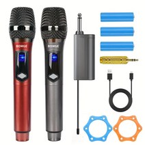무선 핸드셋 마이크 금속 이중 UHF 무선 동적 마이크 시스템 노래방 파티 결혼식을 위한 1800MAh 충전식 수신기, BG-261V-RG