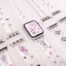 에스더버니 시즌1 애플워치 호환 스트랩 8 7 6 SE 2 투명 TPU 캐릭터 시계줄, 블루아이 버니, 41mm