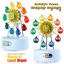 미니 페리휠 관람차 뮤직박스 Sankyo 오르골(소)-해리포터/하울의움직이는성 유치원 어린이집 생일선물 아기 돌 출산선물 태교음악 웨딩소품 심리치료 심신치유 뮤직테라피, 블루(blue)