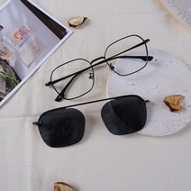 남자 여자 사각 메탈 안경 편광 클립온 선글라스