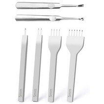 앙카 펀치 스크류 가죽 구멍 1 2 4 6 프롱 DIY 다이아몬드 레이싱 스티칭 치즐 세트 U/V 모양의 그루버 가장자리 베벨 러 스카이빙 도구, [04] 5mm 6pcs