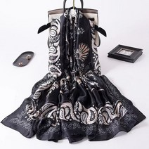 사각 스카프 클래식 실크 풀 라드 오피스 레이디 대형 패션 프린트 비치 히잡 숄 워프 머플러 파 레오 180x90cm