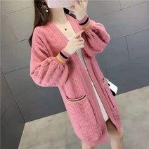 브이넥긴팔니트 키치한 스웨터 가디건 코트 하프기장 봄가을 계절 와이드 루즈핏 트렌드 3190285861