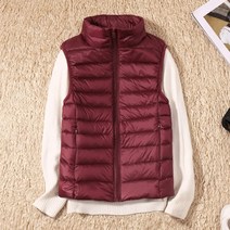 여성 여성용 울트라라이트다운조끼 슬림 자켓 소녀 gilet 경량 방풍 조끼 휴대용