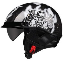 반모헬멧 바이크헬멧 소두핏 클래식 레트로 DOT Carbonfiber 오토바이 독일 Casco 일본식 모토 오픈 하프 페이스 헬기 바이커 파일럿 맨, 66.b17 - L