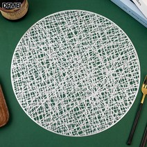DFMEI 도금식패드 pvc 단열식탁패드 방수 펀칭라인 식당용 양식패드, 실버(원형팔각선)*2pc, 지름 38cm
