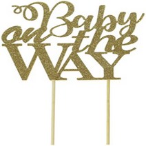 All About Details Gold Baby On The Way Cake Topper 6 x 8, 1