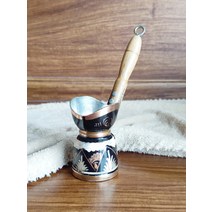 터키식 커피 잔 추출기 이브릭 체즈베 직수입 수제, 상세 페이지 참고, 내벽에 검은 점이 있는 고대 은색 홍차 컵