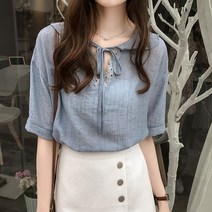 단정 여성셔츠 여자가을코디 결혼식하객코디 여리여리블라우스 여름 데이트룩코디 여자 빅사이즈 반팔 쉬폰 블라우스 여성스러운블라우스 러블리로맨틱룩 편안하게입을수있는