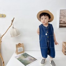 애플키즈 센스 썸머데님오버롤 세트