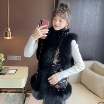 수입 밍크 조끼 퍼 베스트 자켓 명품 모피조끼 폭스 토끼 털조끼 인조 밍크조끼 2022 겨울 스타일 수 놓은 숙녀 페르시 모피 여우 모피 짧은 재킷