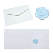 미화부장 씰링왁스 스티커 특별한 결혼식 청첩장 소량 제작 편지 봉투 25장, 화이트봉투+스카이블루실링왁스