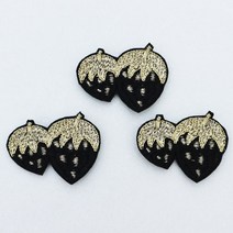 빈티지 블랙골드 딸기 자수패치 와펜 3개입 세트