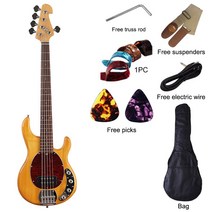 액티브 5 현 전기베이스 기타 고광택 마감 참피나무 바디 21 프렛 로즈우드 핑거보드베이스 기타, M1 Natural