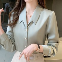 changsheng긴 소매 쉬폰 블라우스 셔츠 블라우스 여성 블라우스 2021 턴 다운 칼라 오피스 블라우스 탑 여성 블라우스 E233블라우스