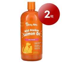 리암마켓 Zesty Paws 제스티 포우즈 강아지 고양이용 면역 건강한 피부 털 관리 보충제 천연 성분 오메가 연어 오일 946ml 1팩, 2팩