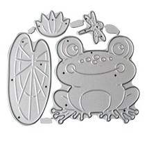 핸드 탭 탭핑 OOTDTY 개구리 연꽃 금속 절단 다이 스텐실 스크랩북 DIY 앨범 스탬프 카드 엠보싱 장식 공예