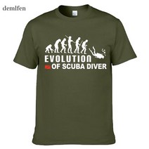 스쿠버 다이버의 진화 다운 플래그 재미있는 블랙 티셔츠 남성 여름 코튼 탑스, 03 Army green_03 M
