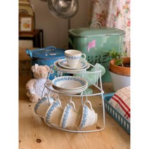 프렌치 스탠딩 컵앤소서 랙, 올리브그린