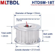 타이밍 풀리 호환 HTD5M 18T 벨트 5/6/7/8/10/12/14/15mm 보어 기어 pulley18teeth 5m18T 15/21mm 너비 전송 알루미늄, keyway contact us, 20mm, 1 قطعة