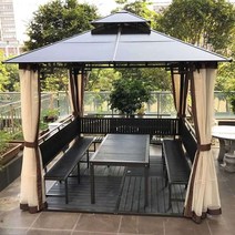 바베큐장 원두막 조립식 파고라 야외 전원주택 펜션, 2.6x2.6 미터 + 3개의 좌석 + 테이블
