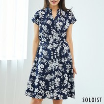 빅 플라워 헨리넥 플레어 원피스 FAEJ2623