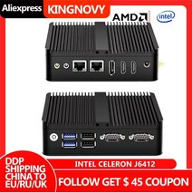 산업용 컴퓨터 PC 가장 저렴한 11세대 팬리스 미니 인텔 셀러론 j6412 j4125 쿼드 코어 2기가비트 lan 2x rs232 4xusb windows, j4125 1xhdmi 1xvga, 유럽 ​​연합, 램 없음 스토리지 없음