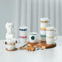 시라쿠스 빈티지 밀크글라스 레트로컵 홈카페 220ml, 플로헤타