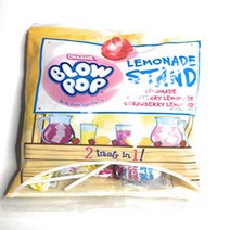 (1) 3.25 oz Bag Charms Blow Pop Lemonade Stand Assorted Bubble Gum Filled Lollipops-2 Treats in 1 (L, 1