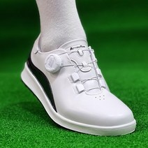 액션런 국산 여성 가죽 다이얼 보아 골프화 스파이크리스 화이트 연습용 필드용 겸용 골프 운동화