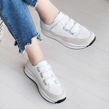 구두모모 가죽 밸크로 밴딩끈 키높이 스니커즈 4001