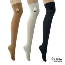 LPGA 골프웨어 여성 넌슬립 퍼 방울장식 오버 니삭스 양말 L225AO622P, 아이보리-Free