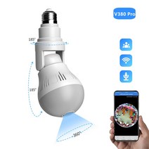 영어 매뉴얼 V380 5.0MP 3.0MP 1.3MP 360도 VR 오디오 128GB 슬롯 무선 IP 카메라 전구 Wi-fi 피시 홈 보안 WiFi 카메라 보안, 5MP에 64G 카드 추가, 1.56cm