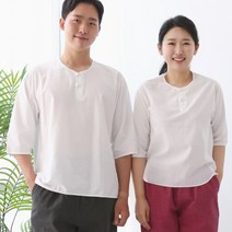 [천삼백케이] [히읏한복] 2240-1 여름 심플 티셔츠 30수 생활한복 빅사이즈 개량