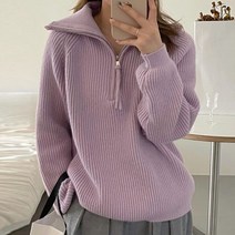 수맘 수엠W 여성 긴팔 골지 스웨터 W37 반집업니트