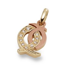 [비앤비골드] 18K 팬던트 키싱구라미 콤비 큐빅 팬던트 NPP14721