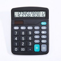 가정 사무실 학교용 계산기 12 자리 전자 태양광 계산기, 검은색