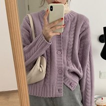 FAVEN 여성용 라운드 넥 따뜻한 니트 컬러 봄 가디건