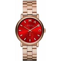 [해외]명품마크제이콥스시계 Marc by Marc Jacobs Red Dial Rose GOLD TONE Steel Ladies Watch MBM3344