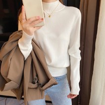 수맘 수엠W 여성 학생 기본 니트 반폴라 W50 앤듀P