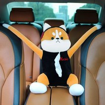 대홍샵 차량용 티슈커버 휴지걸이 멍멍이 캐릭터+여행용 티슈 증정, 뮤직인싸