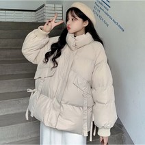 여자 벨티드 벨트 하프 크롭 숏 크림 아이보리 야상 숏패딩 패딩 [당일 배송]