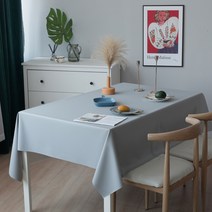 [제이지하우스] 부드러운 가죽 방수 식탁보 테이블보, 4인-정사각형(140cm x 140cm), 그레이