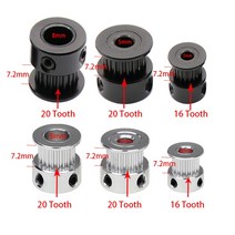 1/2/5PCS 16/20 치아 알루미늄 동기 휠 스크류 5mm GT2 벨트 폭 3D 프린터 부품 타이밍 풀리, 05 Sliver 20T W6 B5_02 2PCS