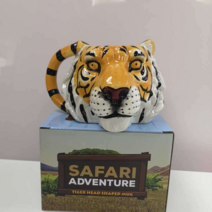 호랑이 머리 사자 동물 세라믹 컵 3D 입체 머그 컵 물, 기린 핸들