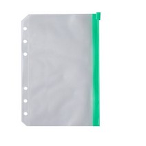 A5/A6 바인더 포켓 2 개 PVC 루스 리프 백 6 링 노트북 파우치 문서용 다채로운 지퍼 폴더, 10 green-A5-2pcs