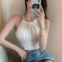 하젤 바드비 홀터넥 꽈배기니트 나시_M0981