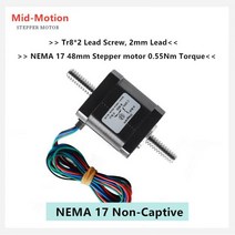 NEMA 17 비 캡 티브 스테퍼 모터 Tr8 * 2 리드 스크류 선형, 400mm Tr8-2
